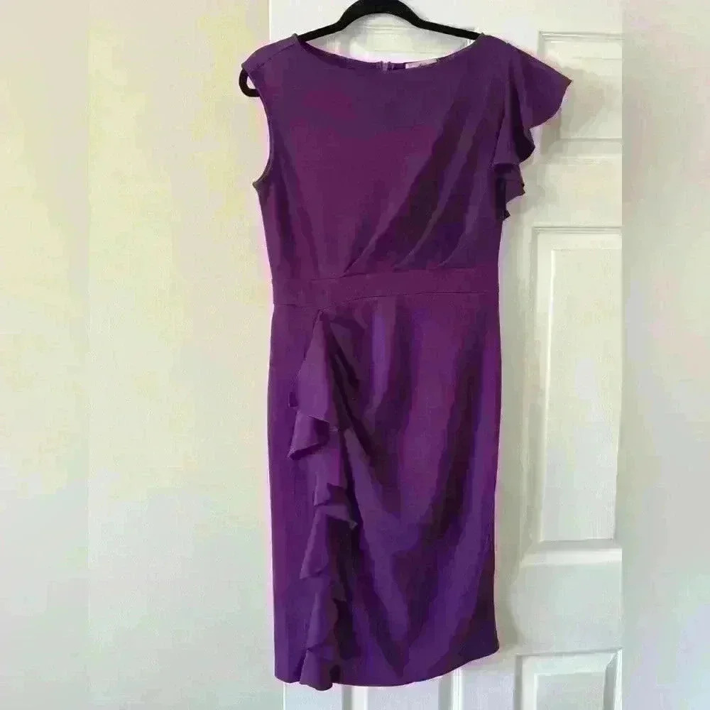 AISIZE Women's Pinup Vintage Ruffle Sleeves Cocktail Party Pencil Dress - Picture 3 of 6